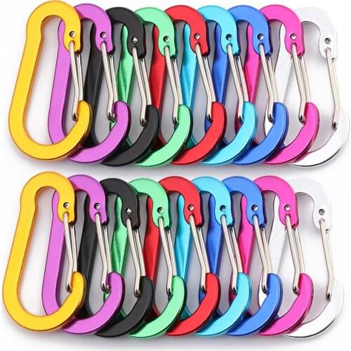 5PC Aluminum Alloy Carabiner Outdoor Backpack Camping Climbing Booms Fishing Hook Keychain Lock Buckle Snap Clip Tools