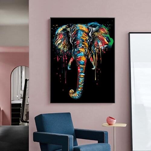 Abstract Colorful Elephant Canvas Paintings On the Wall Art Posters And Prints Nordic Art Animals Canvas Pictures For Kids Room