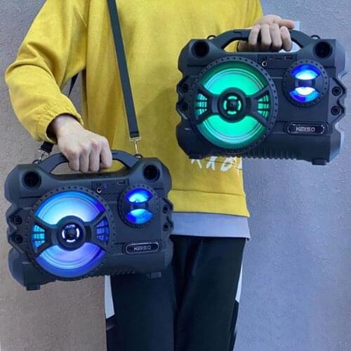 Wireless Bluetooth Speaker Portable Outdoor Portable Karaoke Microphone Atmosphere Light Music Center Bass Card/AUX/FMU Disk