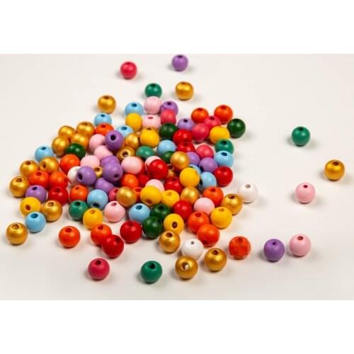 100pcs/lot Multicolor Natural Wooden Beads Round Balls 10mm WWhite Red Yellow Gold Beads for DIY kraaltjes Bracelet Making
