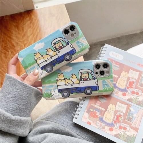 Retro puppy dog Corgi kawaii Anime Japanese Phone Case For iPhone 12 11 Pro Max Xr Xs Max 7 8 Plus X 7Plus case Cute Soft Cover