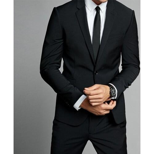 Black Mens Suits Notched Lapel Tailored Formal Tuxedos For Male Clothing With Trousers Slim Fit Prom Blazers Dress Suit Jacket