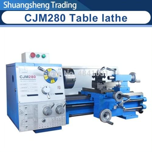 CJM280 Metal Lathe/AC 750W Motor All Steel Gear Lathe/38mm Spindle Bore Hole +160mm Chuck Mini Lathe Machine