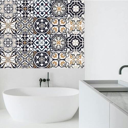 DIY Yellow blue Mosaic Wall Tiles Stickers Waist Line Wall Sticker Kitchen Adhesive Bathroom Toilet PVC 20*100cm Wallpaper
