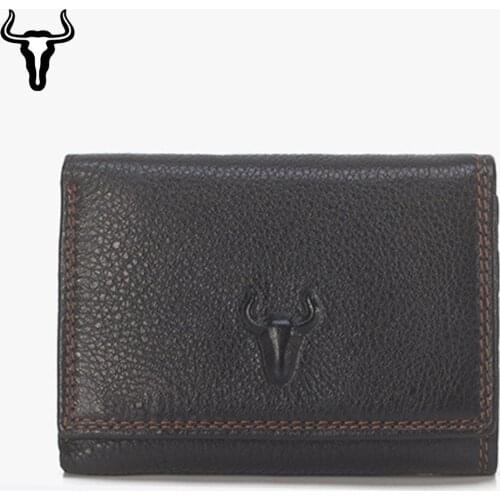 Mens Genuine Leather Wallet Three-fold Short Wallet Multi-card RFID Purse Storage Card Case Holder Mony Bag