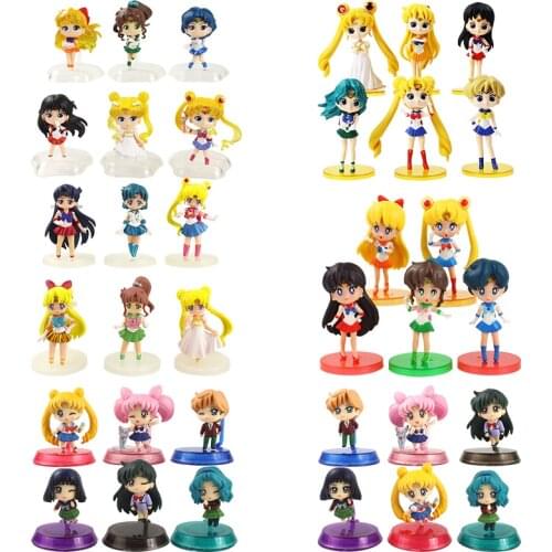 9Styles Anime Sailor Moon Figures Tsukino Sailor Mars Saturn Jupiter Mercury Tenoh PVC Action Collectible Model Toys