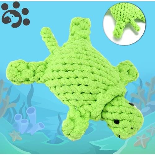 Pet Dog Toys For Molar Tooth Cleaning Bite Lovely Handmade Dog Interactive Toys Braided Cotton Ropes Tortoise Shape Toy TY0045