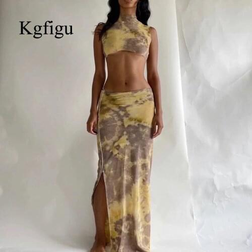 KGFIGU Dresses For Women 2021 Two Piece Sets Holiday Tops Birthday Party Sexy Skirts Outfits Girl Floral Suits Wholesale Item