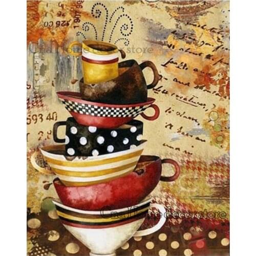 Coffee cup 5D diy Needlework embroidery pattern wedding wedding decor resin mosaic diamond painting 3d cross stitch kits RA2271