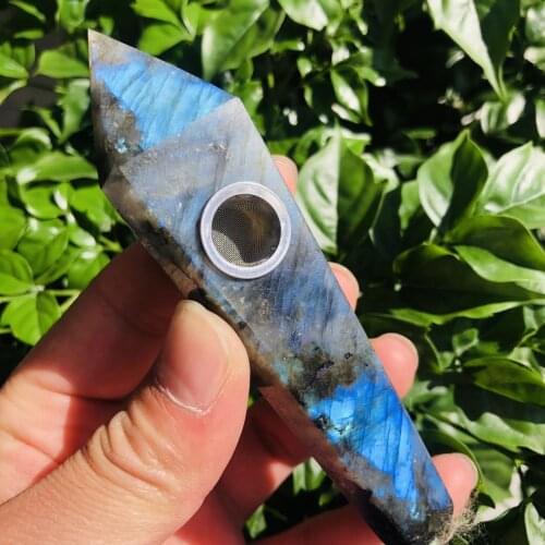 MOKAGY 10cm Natural Decoration Peacocks Eye Crystal Stone Smoking Pipe 1pc