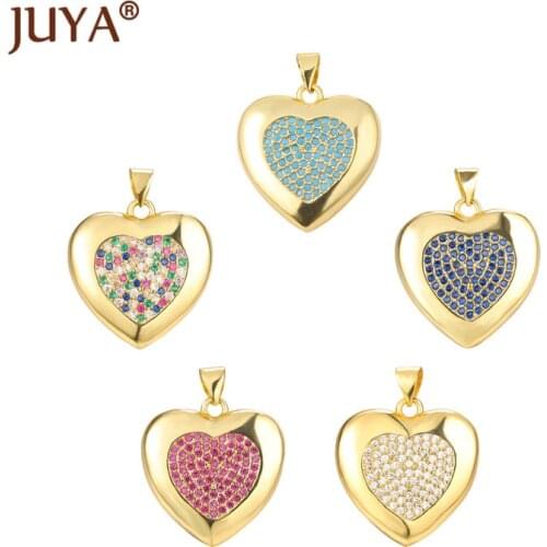 Mini Heart CZ Crystal Charms Pendants For Women DIY Jewelry Marking Handmade Necklace Bracelet Accessories