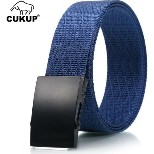 CUKUP Unisex Design Fashion Automatic Blank Alloy Buckle Metal Tactical High Quality Nylon Belts for Women 3.8cm Wide CBCK036