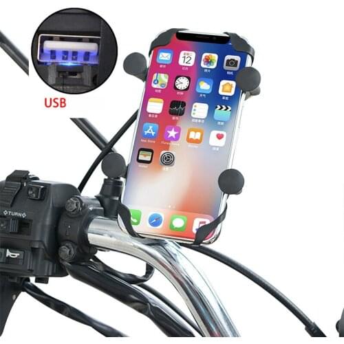 Motorcycle Mobile Phone Holder Mount Support With USB Charger 360Degree Adjustable Grip GPS Navigation Bracket for iPhone 11 BMW