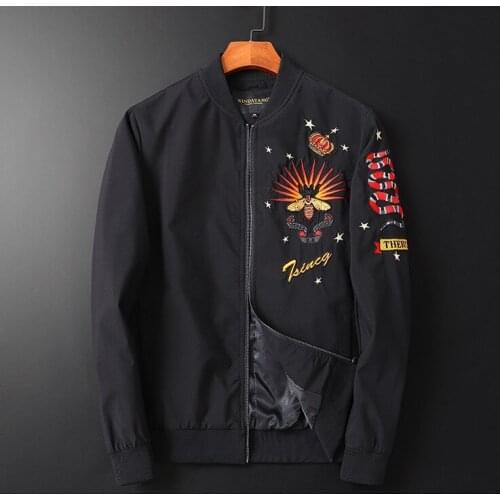 Rib New Men luxury Sleeve Embroidered crown bee snake High couple Baseball Coats & Jackets Abstract digital coat Motor #L02