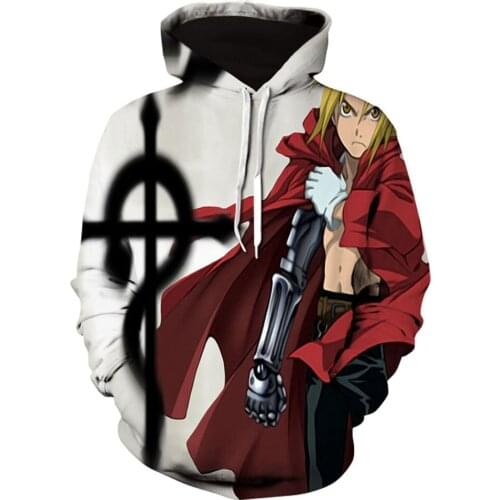 New 3D Fullmetal Alchemist Men Women Hoodies Fashion Casual Cosplay Hoodie Autumn Winter Funny Streetwear Sweatshirt Mens Coat