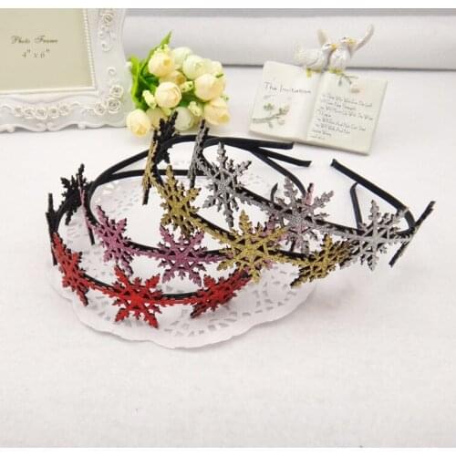 Wholesale 12pcs Fashion Cute Glitter Hairbands Solid Snowflake Hair Sticks Princess Headwear XMAS Party Hair Accessories