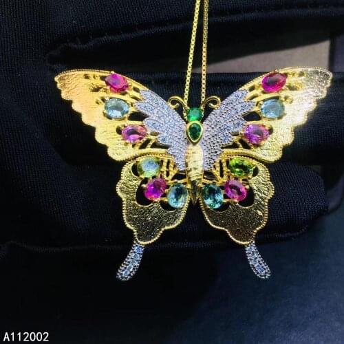 KJJEAXCMY fine jewelry natural Tourmaline 925 sterling silver new women pendant necklace support test luxury classic two wear