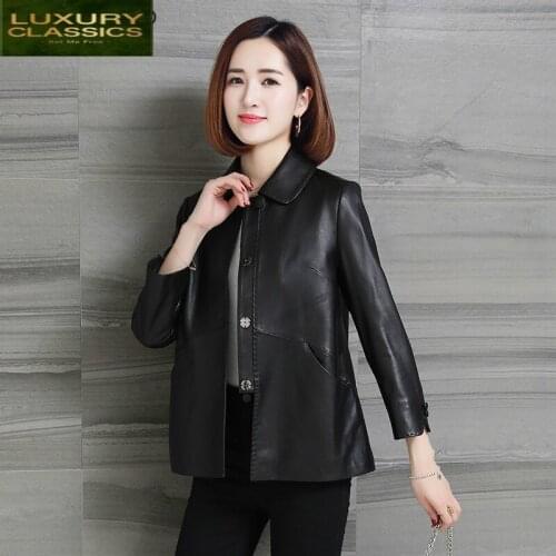 Sheepskin Coats Female Natural Genuine Leather Montone Jacket Women Spring Autumn Warm Clothes Mink Fur Down 2021 LWL1470