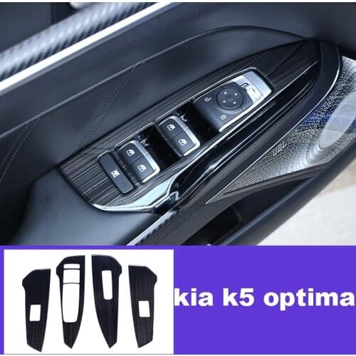 Lsrtw2017 Carbon Fiber Car Window Lifter Control Panel Trims for Kia K5 Optima 2020 2021 Accessories Auto Styling