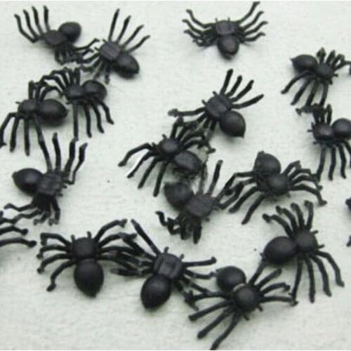 Plastic 50pcs Black Spider Halloween Decoration Festival Supplies Funny Prank Toys Decoration Halloween Simulation Spider Toy