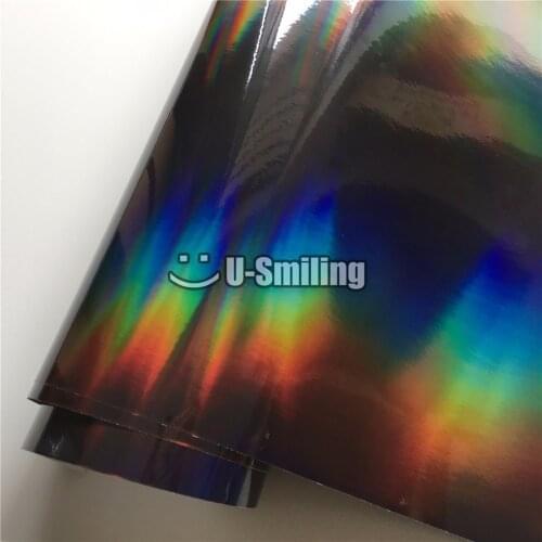 Popular Black Rainbow Chrome laser Vinyl Wrapping Film DIY Motorcycle Phone Laptop Scooter Bike Skin Car Sticker PVC Film