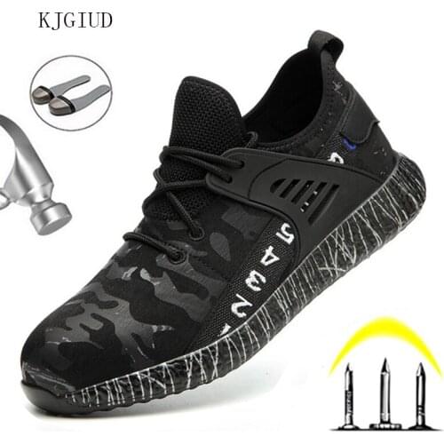 Labor Shoes Mens Anti-smashing Anti-stab Safety Work Shoes Breathable Soft Four Seasons Non-slip Casual Sports Shoes