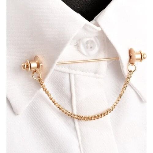 Luxury brooch with chain tassel metal collar pins for men shirts wedding jewelry accessories boyfriend girlfriend men women Gift
