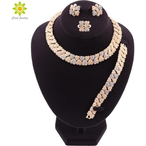 Luxury Dubai Gold color Jewelry Sets for Women African Beads Jewelry Set Turkey Bridal Necklace Earrings Set Wedding Accessories
