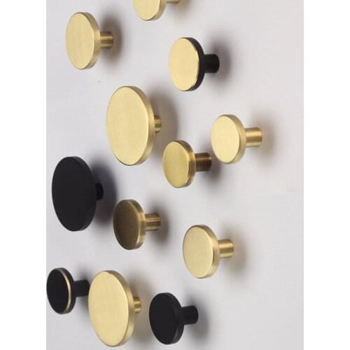 25/28/33/44mm Gold/Black Brass Cabinet Handle and Knobs Antique Drawer Knob Wardrobe Handles Round Furniture Handle Wall Hooks