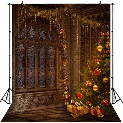 SeekproBackground Merry Christmas happy new year party window view christmas tree baby shower Portrait Backdrops for Photography