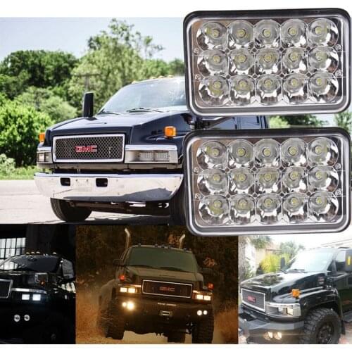 Silver 4x6 Car Led Headlight Square Silver white light Signal Sealed High/low Beam Replacement For Ford Trucks Offroad