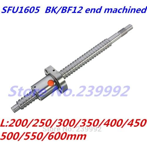 SFU1605 200 250 300 350 400 450 500 550 600 700 800 mm C7 ball screw with single ball nut BK/BF12 end machined