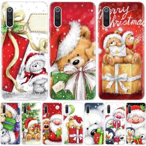 Happy Christmas Cute Bear Gift Silicon Phone Case For Xiaomi Redmi Note 10 9 8 9S 8T 7 6 5 6A 7A 8A 9A 9C Pro Customized Cover C