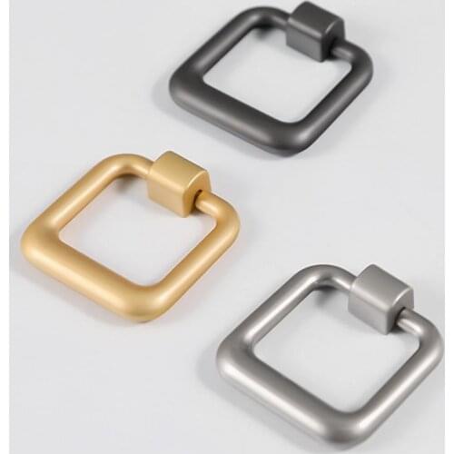 Modern Drop Ring Brushed Gold Nickel Gun Dresser Knobs Door Handle Cupboard Knob Kitchen Cabinet Pull Knobs Drawer Handles