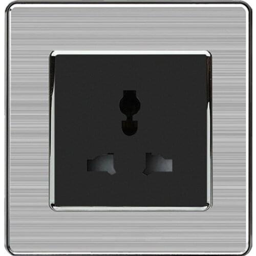 16A European Wall Socket Outlet 86 Type Universal Standard Multifunction Charger Adapter Stainless Steel Kitchen Plug Sockets