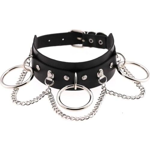Punk Gothic Black Pu Leather Round Choker Necklace For Women Rivet Neck Jewelry Chocker Collar Necklaces