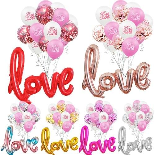 16pcs/set 12 Inch LOVE Valentines Day Balloon Wedding Party Decoration Confetti Air Latex Balloons Set