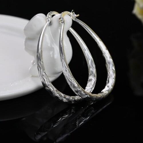 925 Sterling Silver/Gold Round Circle U Ripple Hoop Earring For Woman Fashion Party Wedding Engagement Party Jewelry