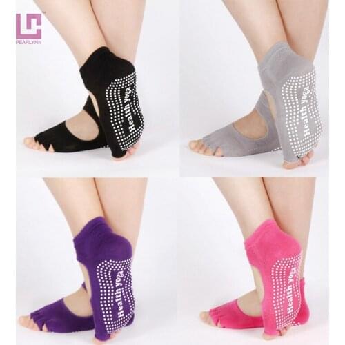 Two Piece Women’s Yoga Socks Cotton Dance Pilates Anti-Slip Bandage Gym Sports Ballet Sock For Women Quick-dry Damping Good Grip