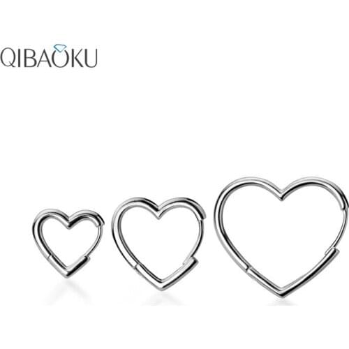 100% 925 Sterling Silver Earrings Smooth Love Heart Ear Jewelry Women Korean Version Temperament Earrings Gift