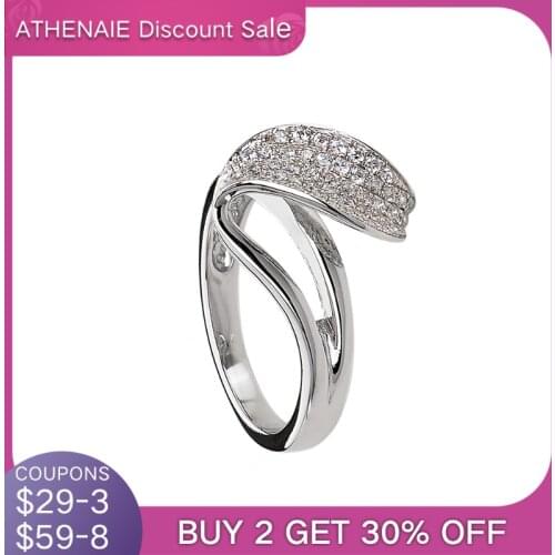 ATHENAIE 925 Sterling Silver Large CZ Rings Bohemian Boho Vintage Ring For Woman Jewelry Gifts Wedding Valentine Day