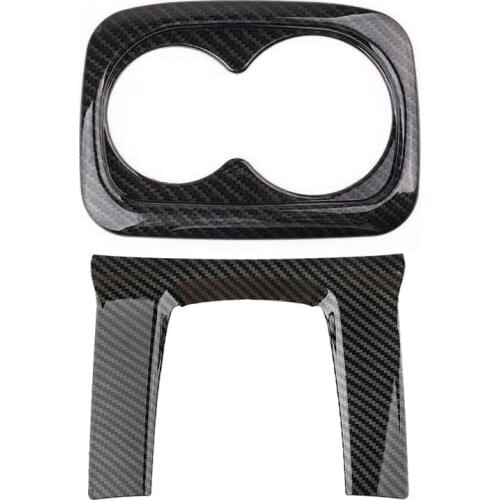 1Pcs Carbon Fiberinner Style Gear Shift Frame Cover Trim & 1Pcs Rear Cup Holder Panel Trims Abs Carbon Fiber Style