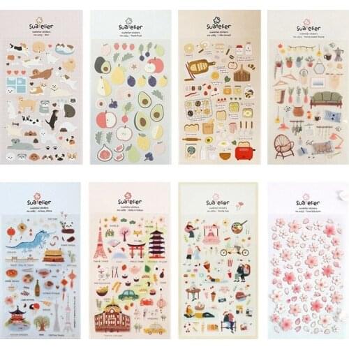 1 Pc Suatelier Series Cute Cartoon Decorative Stickers Transparent PVC Scrapbooking Stickers Korean Gift Stationery
