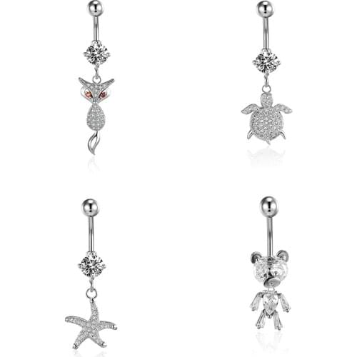 1PC New Surgical Steel Piercing CZ Stone Navel Earring Belly Piercing Steel Belly Button Rings Crystal Navel Style Body Jewelry