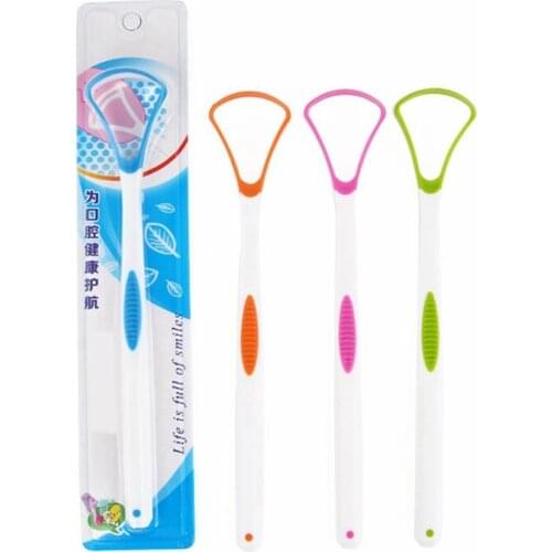 1 Pcs Tongue Brush Tongue Cleaner Scraper Cleaning Tools Tongue Scrap Brush Cleaning Scraper Oral Care Tools Random Color