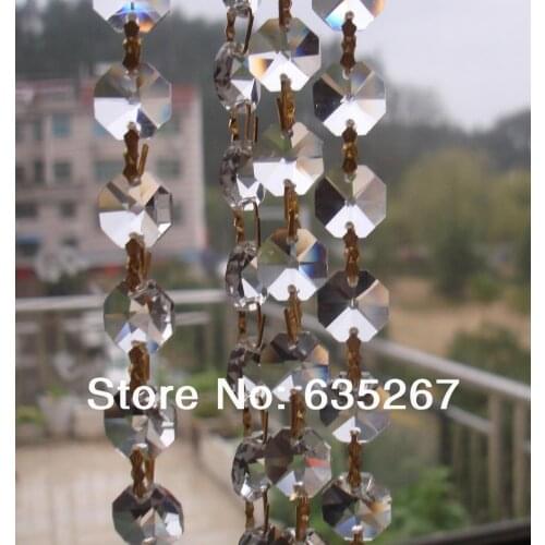 100M/Lot Crystal Garland 14mm Octagonal Glass Crystal Strands, Wedding & Christmas Decoration