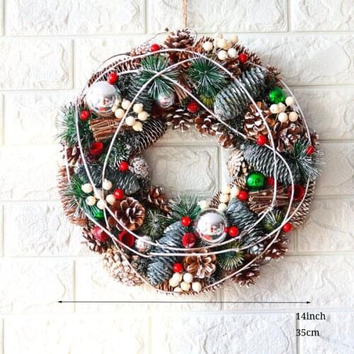 2019 Rattan Christmas Wreath Wedding Home Decorations New Year Door Hangings Navidad Natal Decors Winter Snow Rustic Decoration