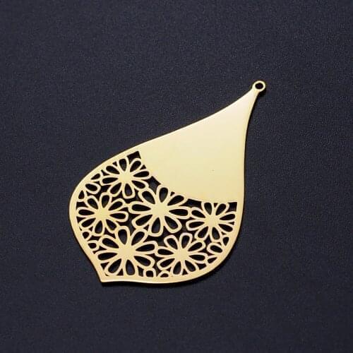 3pcs/lot Big Waterdrop Flower Geometric Stainless Steel Jewelry Pendant for Earrings DIY Charms Wholesale Never Tarnish