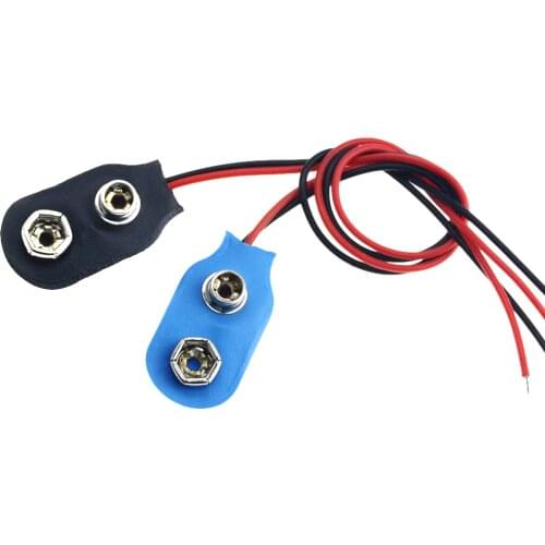 5PCS Black 9V Battery Snap Connector clip Lead Wires holder I type Side Out line Blue