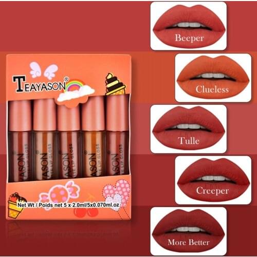 5pcs/Set Liquid Lipstick Lip Gloss Professional Makeup Matte Lip Kit Long Lasting Moisturizing Cosmetics